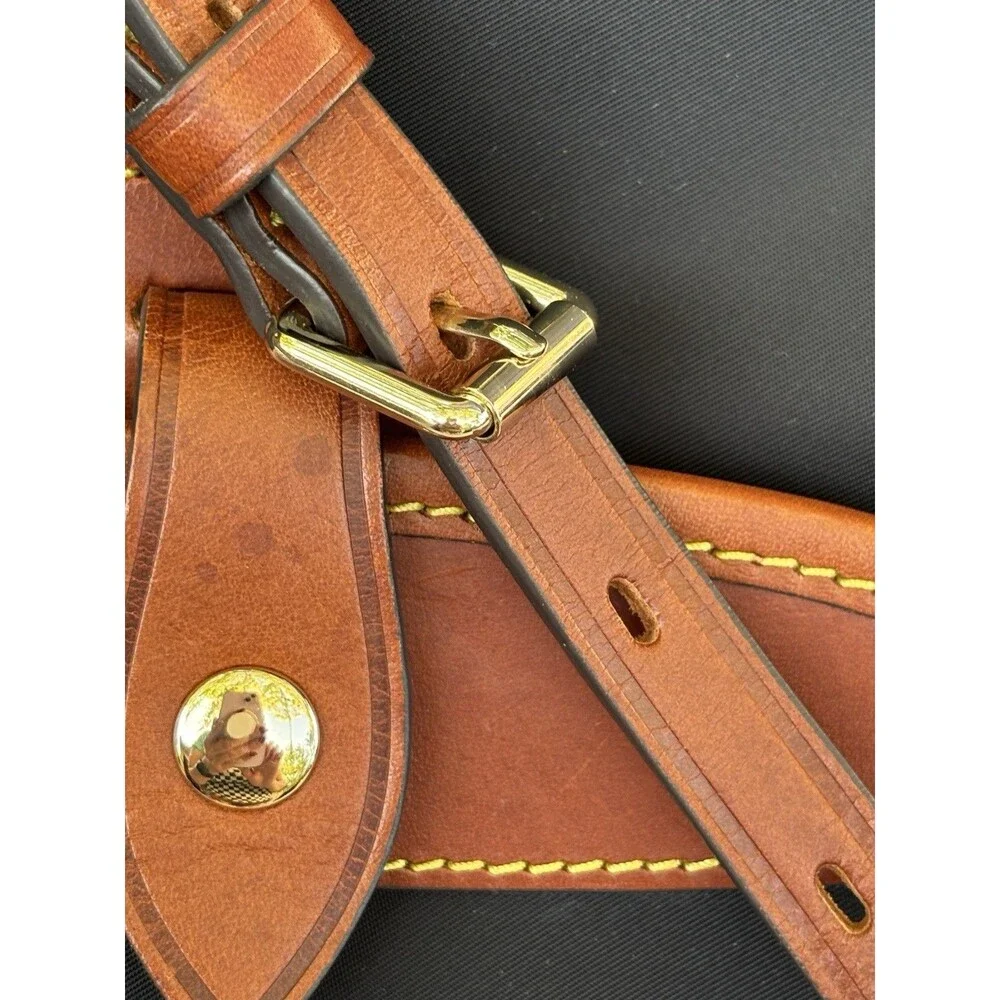 Vintage Dooney & Bourke Black Nylon Brown Leather Crossbody Shoulder Bag